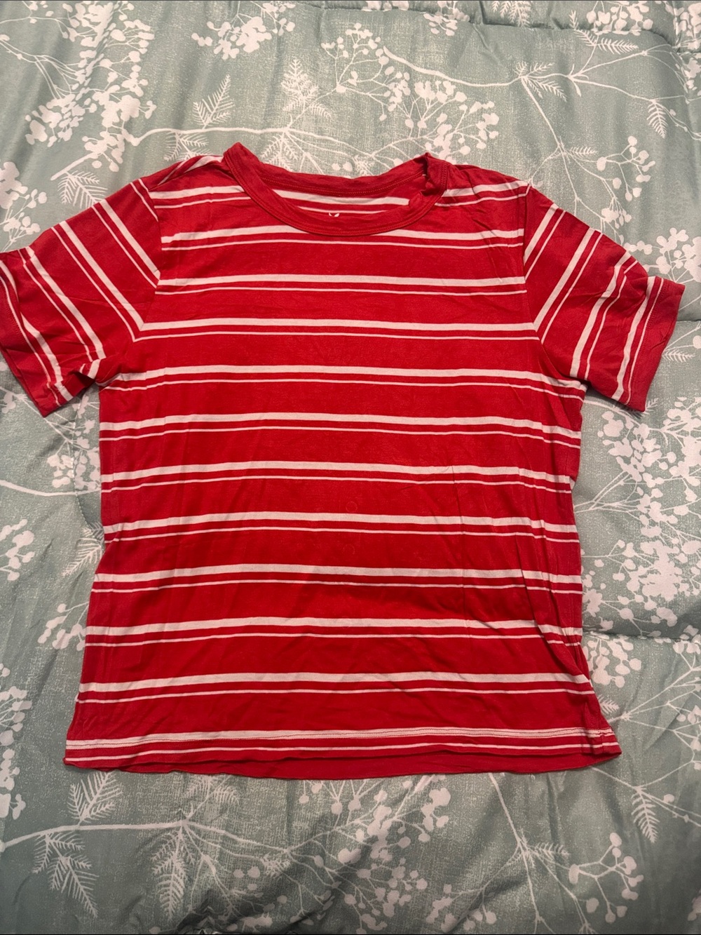 American Eagle Outfitters Red and White Striped Short Sleeve Tee Shirt